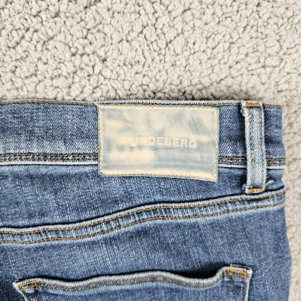 J. Lindberg Jeans Mens 34x33* Blue Denim Damien Skinny Stretch Mid Rise
